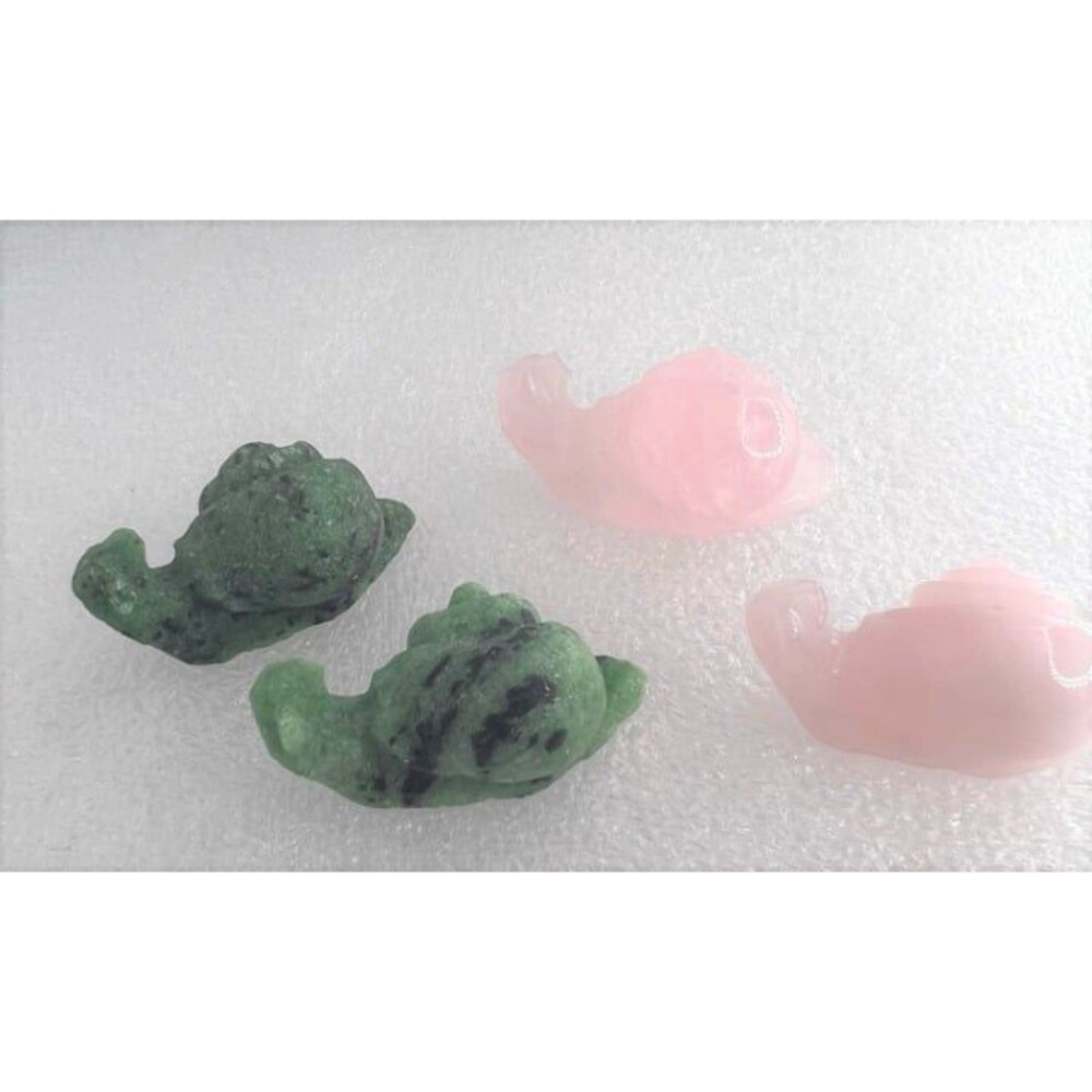 Gemstone Snail Carving - Your Choice Zoisite or Rose Quartz